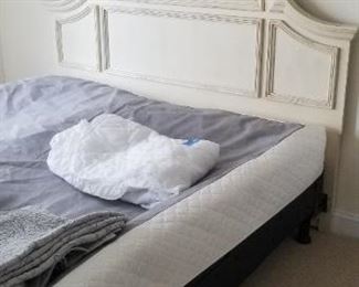 Lovely queen headboard with a Select Comfort mattress. Matching nightstands & a dresser with mirror also available; all by Stanley furniture