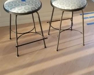 Two metal bar stools; 24 inch seat height