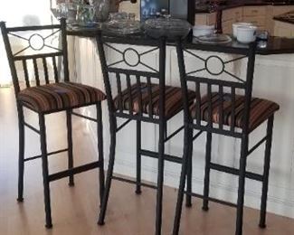 3 metal bar stools, 30 inch seat height 