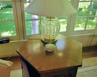 hexagonal table, crystal table lamp