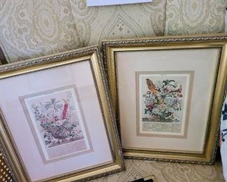 Framed art prints throughout the house