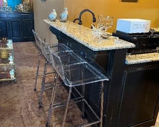 Acrylic barstools, home accessories, sound/tv equipment
