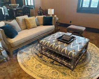 Couch in excellent condition, upholstered ottoman, tons of cute accessories!