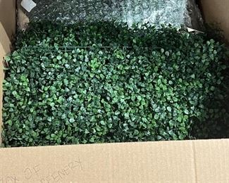 Box of faux greenery (meant to make a wall of greenery)