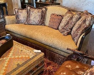 Closer look at Marge Carson sofa.  Pillows included.