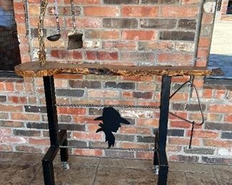 Handmade cart with tools and supper call