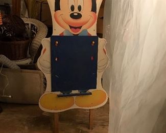 Adorable life size very vintage Mickey Mouse chalk board stand