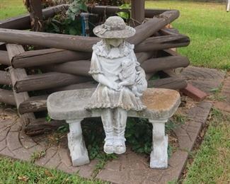 Outdoor Concrete Girl on Bench
