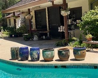 Asian Ceramic Garden Stools and Planters