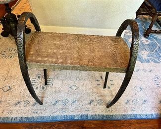 R & Y Augousti (Paris)
Pair of bronze and shagreen stools. 