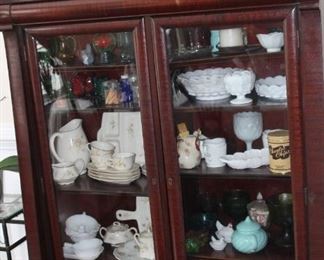 Lots of Milk Glass, Vintage Medicine bottles, Tea cups 