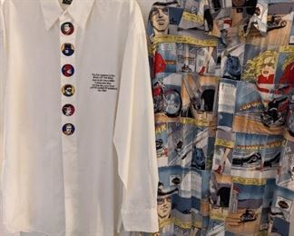 DC comics and Harley-Davidson shirts