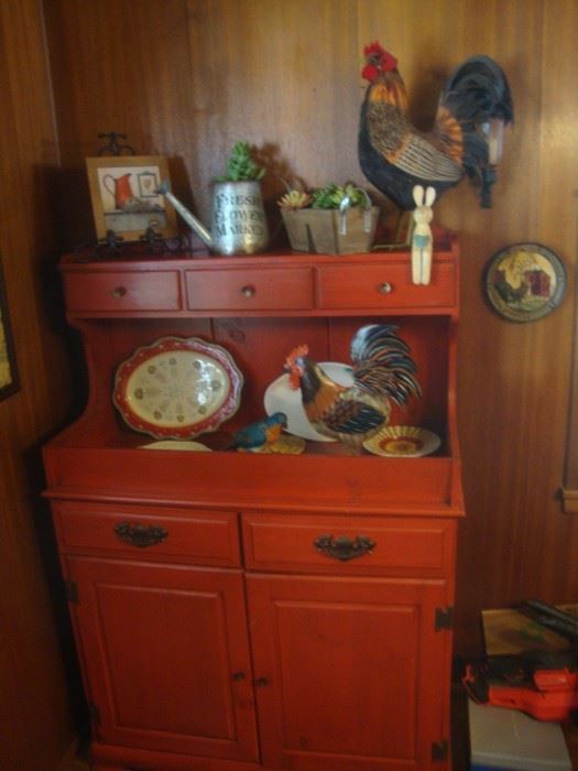 Dry sink with brick red paint