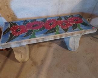 Custom  Garden Bench with Stained Glass Top