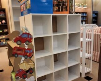 The white cubbies and bookshelves are for sale!