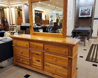This dresser and mirror is in excellent condition.