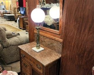 So love this antique piece!  The marble base lamp is one of my favorites.