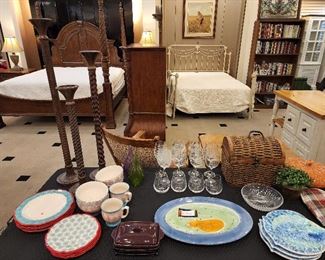 Pioneer Woman Dishes on the left.  Also love the tall metal candleholders.