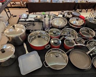 Many pots and pans in great condition.