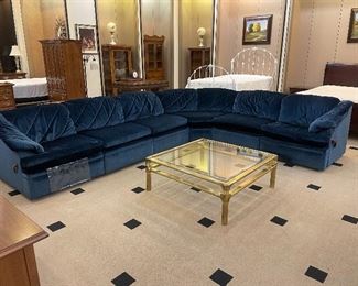 Look at this velvet Sectional!  So big!  Reclines on each end.  Very clean.