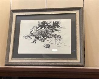 Charles W Schwartz drawing - wildlife art - signed