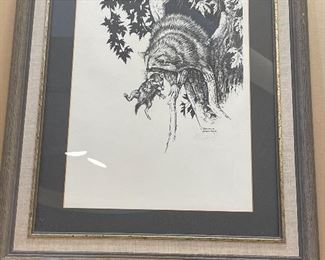 Charles W Schwartz signed wildlife drawing