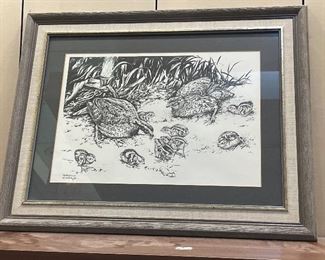 Charles W Schwartz wildlife drawing - signed 