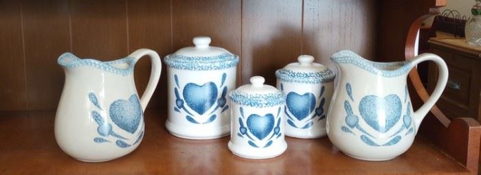 Blue Heart Canisters and Pitchers