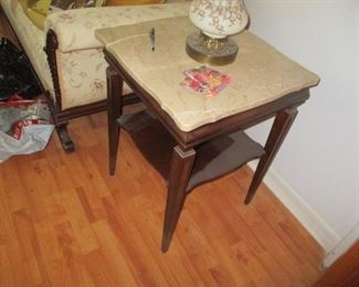 PAIR marble top end tables