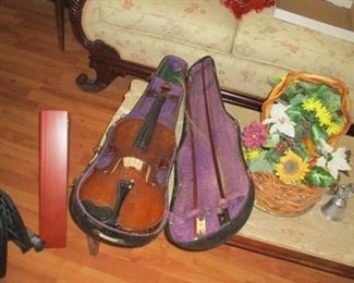 Antique violin-- with case and two bows.