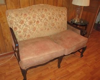 One of a PAIR   settees . No upholstery need!-- like new condition