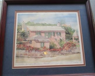 C. Holding (well listed artist) watercolor, 'Bermuda Cottage"