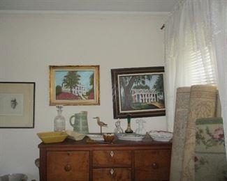 TWO Louisiana plantation paintings, each signed