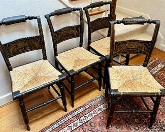 Antique Hitchcock Style Rush Seat Chairs - 6 altogether