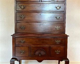 Vintage Tallboy Chest on Chest with Shell Pattern