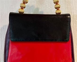 Leather Purse with Gold Handle