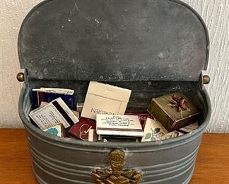 Vintage Metal Container with Matches