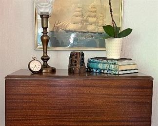 Antique Dropleaf Table, Paw Feet and two drawers