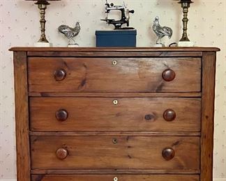 Wonderful Antique Pine Bureau, 4 -Drawer