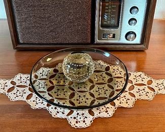 MCM Platter with Bubble Glass Sphere