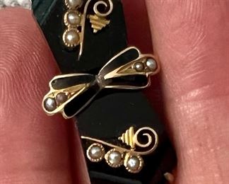 Onyx and Seed Pearl Mourning Pin