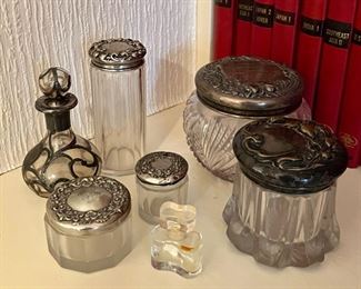 Cut Crystal with Sterling overlay or repousee lids