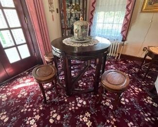 . . . another great find!! a Mahjong table and stools