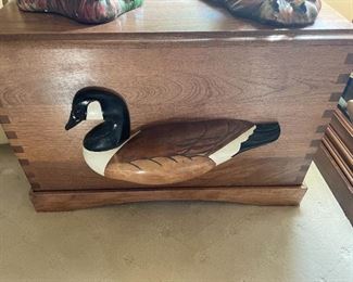 . . . Canada goose on oak storage chest