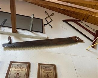 . . . vintage tools -- saws, blacksmith tongs, etc.