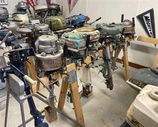 . . .WOW -- there are about 30 vintage boat motors!!