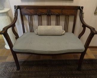 Hand Carved Wood Sitting Bench