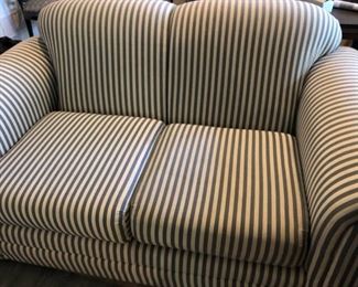 SOFA AND MATCHING LOVESEAT BLUE AND WHITE STRIPED