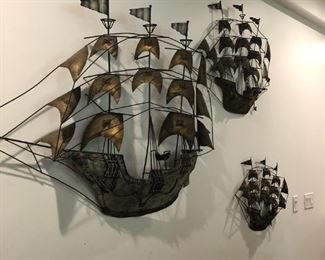 3 METAL SHIPS WALL ART