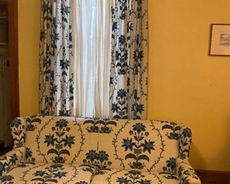 Custom sofa with 4 matching drape panels.  Fabulous set!